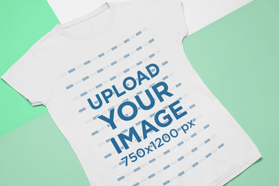 Flat Lay Mockup of a Tee over a Surface with Different Colors