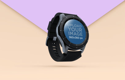 Smartwatch Mockup Floating over a Background with Two Colors 25035