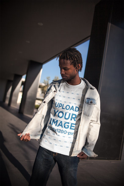 Mockup of a Cool Man with Locs Wearing a Tee 