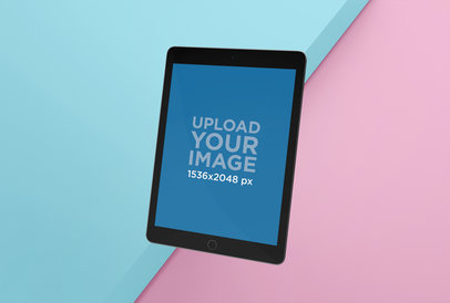 Mockup of an iPad Air 2 Floating Over a Surface with Two Custom Colors 25046