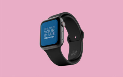 Mockup of an Apple Watch Floating in a Flat Background