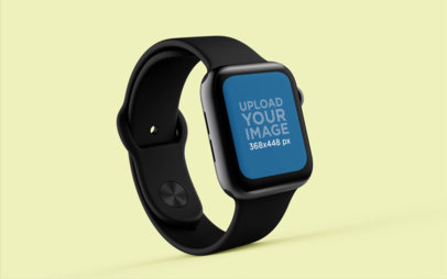 Mockup of an Apple Watch Standing on a Flat Surface