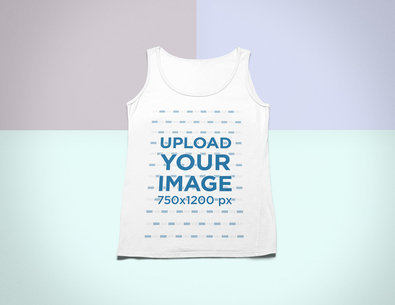 Flat Lay Mockup of a Tank Top Over a Solid Colored Surface 24770