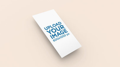 Mockup of a Vertical Business Card Floating over a Solid Background
