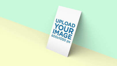 Business Card Mockup Standing Against a Two-Color Background