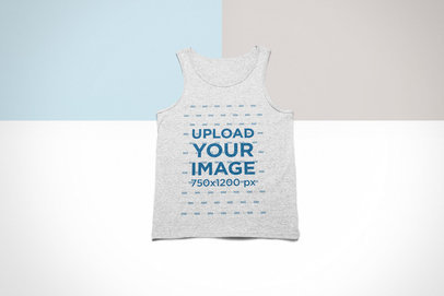 Flat Lay Mockup of a Heathered Tank Top over a Custom Background 24768