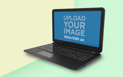 Render Mockup of a Floating Laptop Against a Bicolor Background 25057