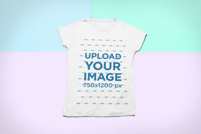 Flat Lay Women T-Shirt Mockup Featuring a Three Colors Surface 24771