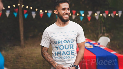 T-Shirt Video with Parallax Effect of a Man Celebrating 4th of July