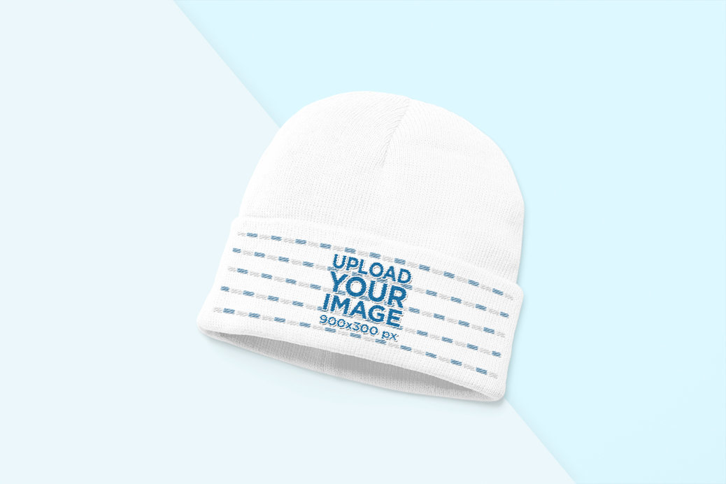 Beanie Mockup of a Bicolor Surface