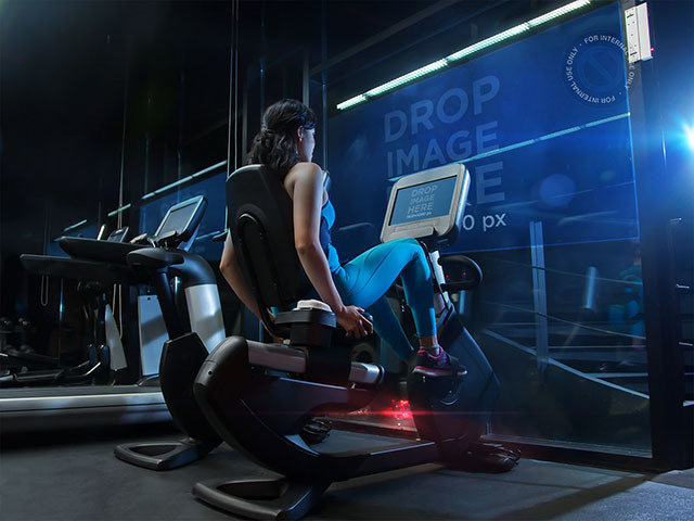Mockup Template of a Woman Exercising at the Gym