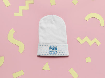 Flat Lay Beanie Mockup Featuring Cut Out Shapes 24953