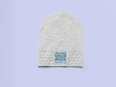 Flat Lay Heather Beanie Mockup Featuring a Solid Background