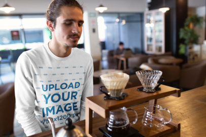 Mockup of a Handsome Man Wearing a Sweatshirt