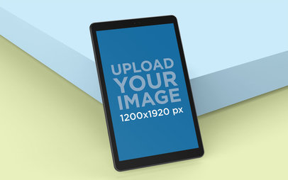 Render Samsung Galaxy Tab A Mockup Featuring a Surface with Two Colors