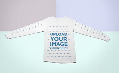 Mockup of a Long Sleeve T-Shirt Lying Flat on a Surface with Three Colors 24764
