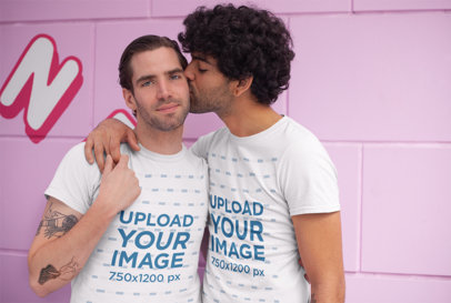 T-Shirt Mockup of a Gay Couple on Valentine's Day 25398