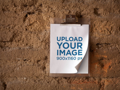 Mockup of a Clipboard Hanging from a Wall a6283