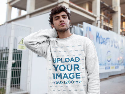 Mockup of a Handsome Man Wearing a Heathered Sweater 18196