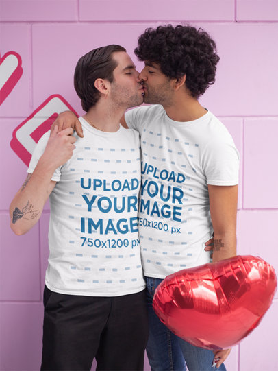 Valentine's Day Mockup of a Loving LGTBQ Couple 