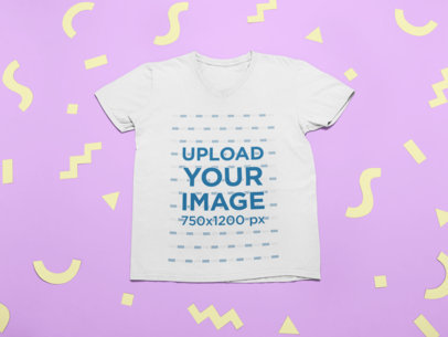 Mockup of a T-Shirt Surrounded by Fun Cut out Shapes