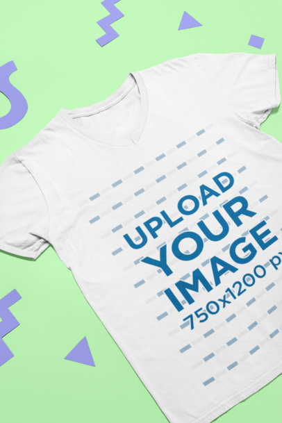 Mockup of a T-Shirt Lying Flat over Cut out Shapes