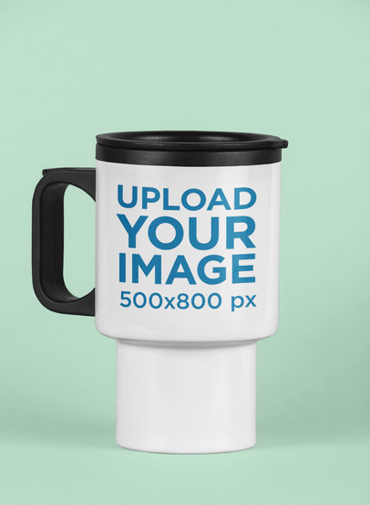Travel Mug Mockup Featuring a Solid Background