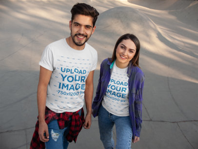 Tee Mockup of a Two Friends Hanging out at a Skate Park 25224