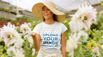 Parallax Video Mockup of a Woman in a Greenhouse