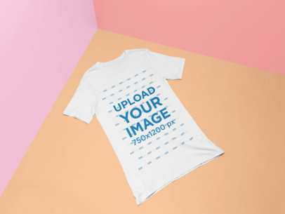 Mockup of a Tee on a Colored Background 25146