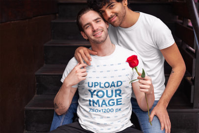Valentine's Day Mockup Featuring a Cute LGBT Couple