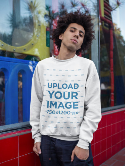 Mockup of a Cool Handsome Man Wearing a Sweatshirt