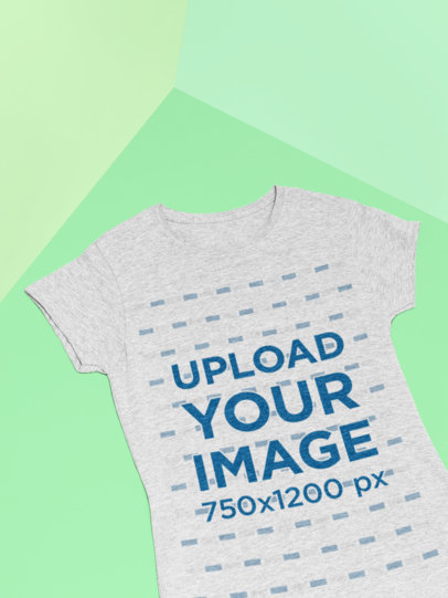 Flat Lay Mockup of a Heathered T-Shirt on a Tri-Color Background 25162