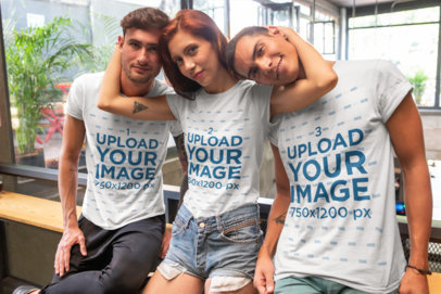 T-Shirt Mockup of Three Best Friends Hanging Out