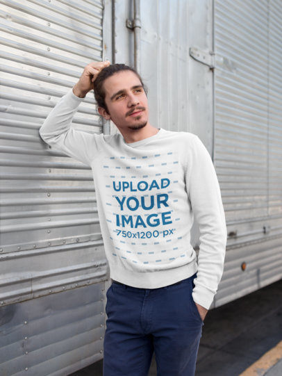 Mockup of a Casually Stylish Man Wearing a Sweatshirt