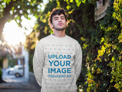 Heathered Sweater Mockup Featuring a Handsome Man 18195
