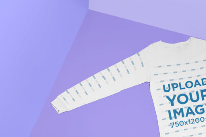Mockup of a Long Sleeve Tee Lying Against a Corner