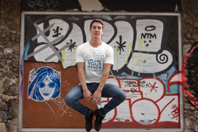 T-Shirt Mockup of a Jumping Man