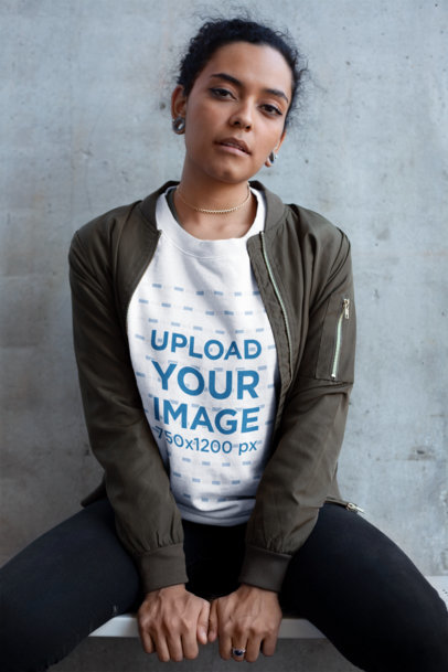 Sweatshirt Mockup Featuring a Young Edgy Woman