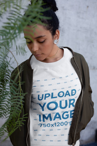 Crewneck Sweater Mockup of a Girl with Ear Gauges 18264