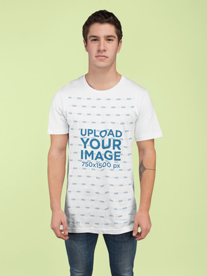 Mockup of a Man at a Studio with a Loose Tee