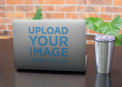 Decal Mockup Featuring a Laptop on a Desk
