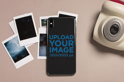 Mockup of a Phone Sticker Surrounded by Polaroids