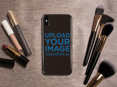 Sticker Mockup of a Phone Surrounded by Makeup Tools 25208