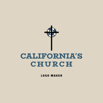 Church Logo Design Template with a Christian Cross Graphic