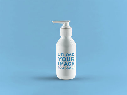 Label Mockup Featuring a White Soap Dispenser
