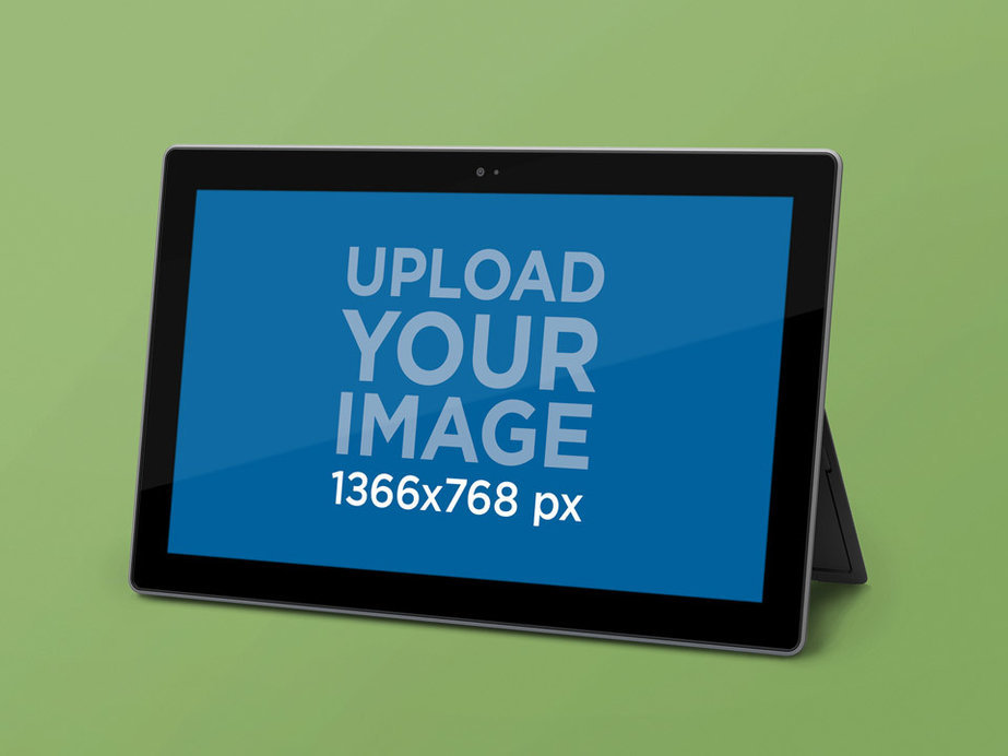 Mockup of a Windows Surface Featuring a Transparent Background