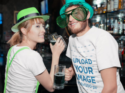 St. Patty's Day Mockup Featuring Two People Drinking at a Bar