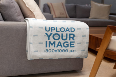 Mockup of a Throw Blanket in a Living Room Setting 24697