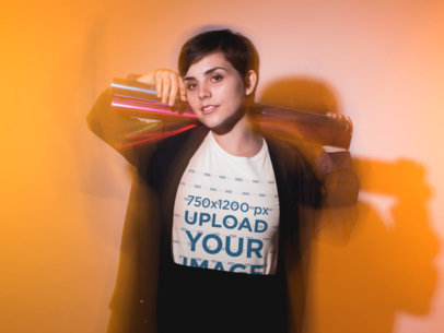 T-Shirt Mockup of a Woman in a Dreamy Setting 